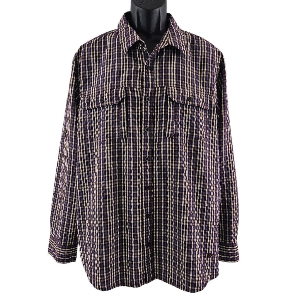 NordicTrack Men’s Size XL Plaid Button Front Long Sleeve Outdoor Shirt